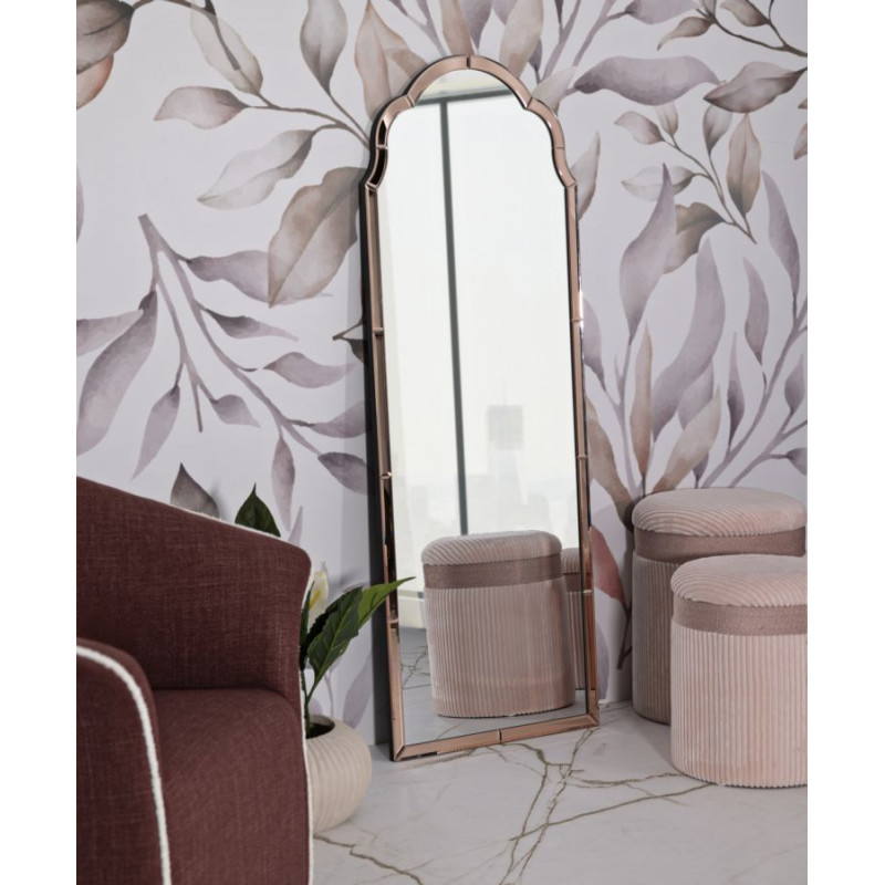 MIROIR MURAL ROSE TANGERI CM 55X2X150 (DIMENSION DU MIROIR CM 49X144)