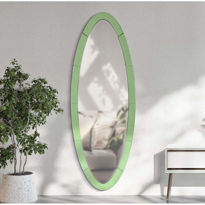 MIROIR MURAL VERT OSLO CM 55X2X150 (DIMENSION DU MIROIR CM 42,5X137,5)