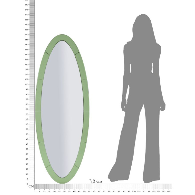 MIROIR MURAL VERT OSLO CM 55X2X150 (DIMENSION DU MIROIR CM 42,5X137,5)