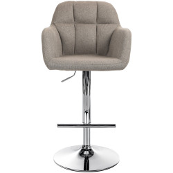 Tabouret de bar Natoma tissu chrome taupe