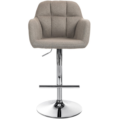 Tabouret de bar Natoma tissu chrome taupe