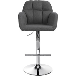 Tabouret de bar Natoma tissu chrome gris foncé