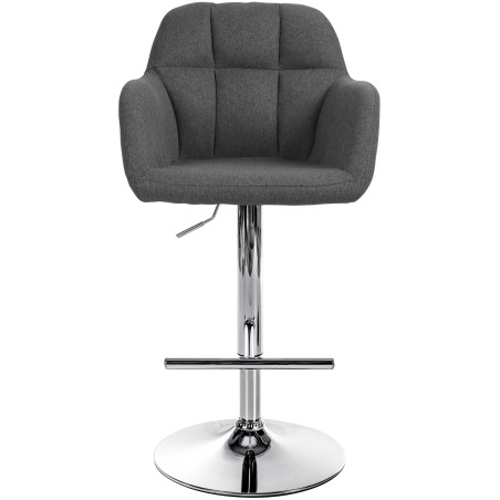 Tabouret de bar Natoma tissu chrome gris foncé