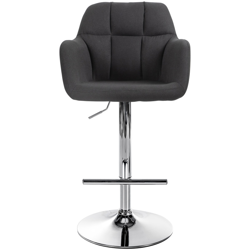 Tabouret de bar Natoma tissu chrome noir