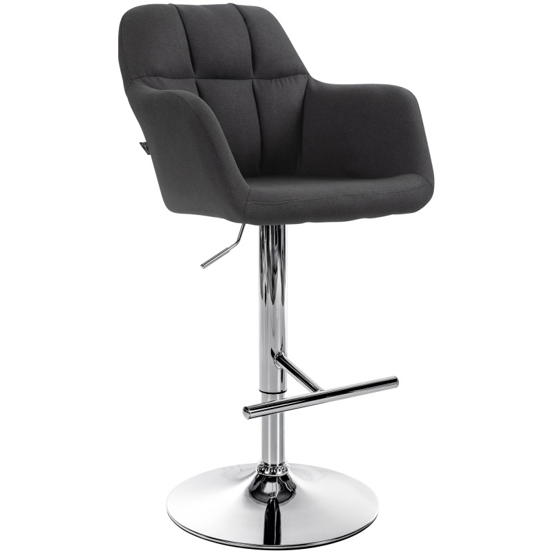 Tabouret de bar Natoma tissu chrome noir