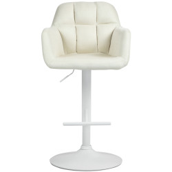 Sgabello da bar Natoma in tessuto bianco crema