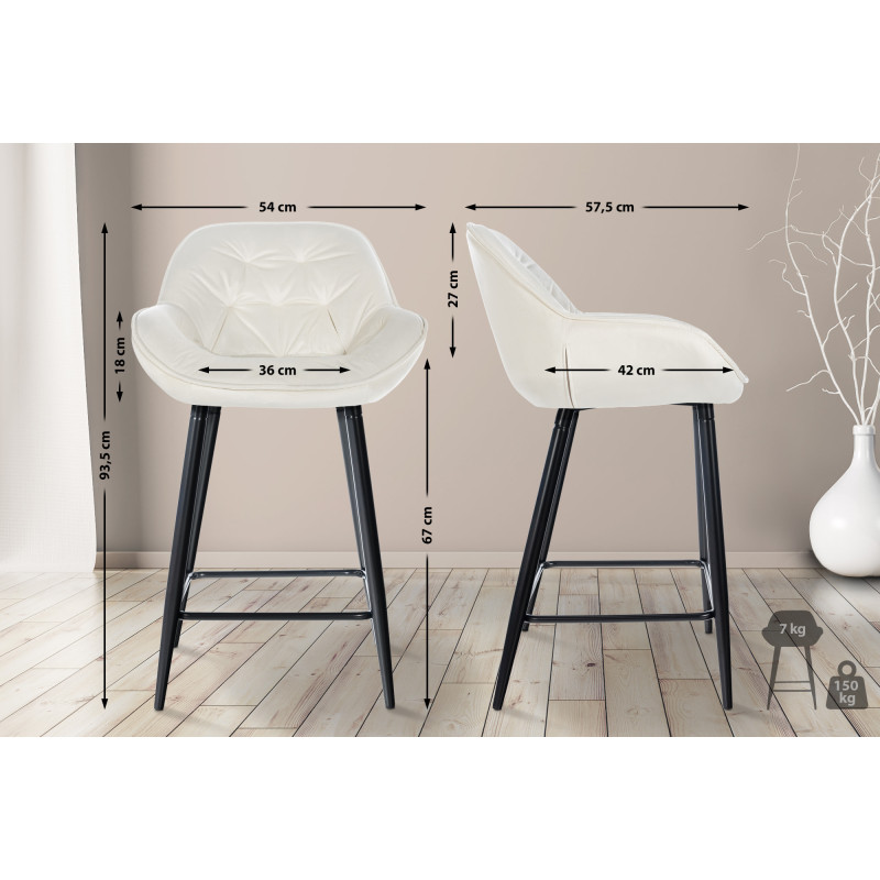 Tabouret de bar en velours Gibson crème