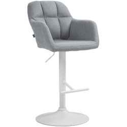 Tabouret de bar Natoma tissu blanc gris