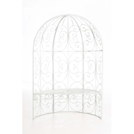 Pavillon semi-ouvert Rosie avec banc blanc antique