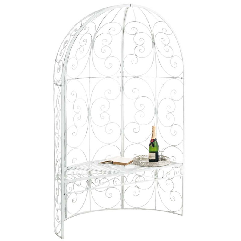 Pavillon semi-ouvert Rosie avec banc blanc antique