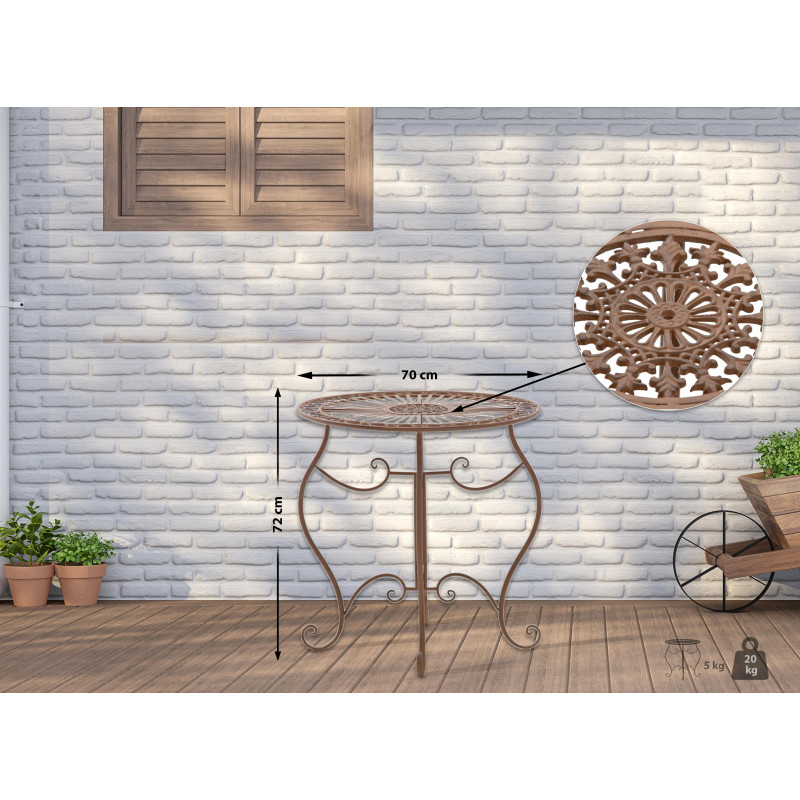 Table Indra marron antique