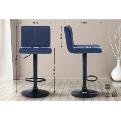 Tabouret de bar en velours Jamie bleu