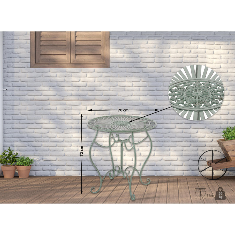Table Indra vert antique