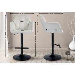 Tabouret de bar Natoma velours noir crème