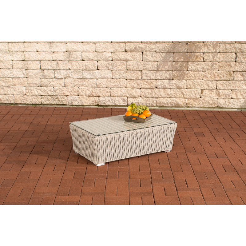 Table en verre Mandal blanc perle