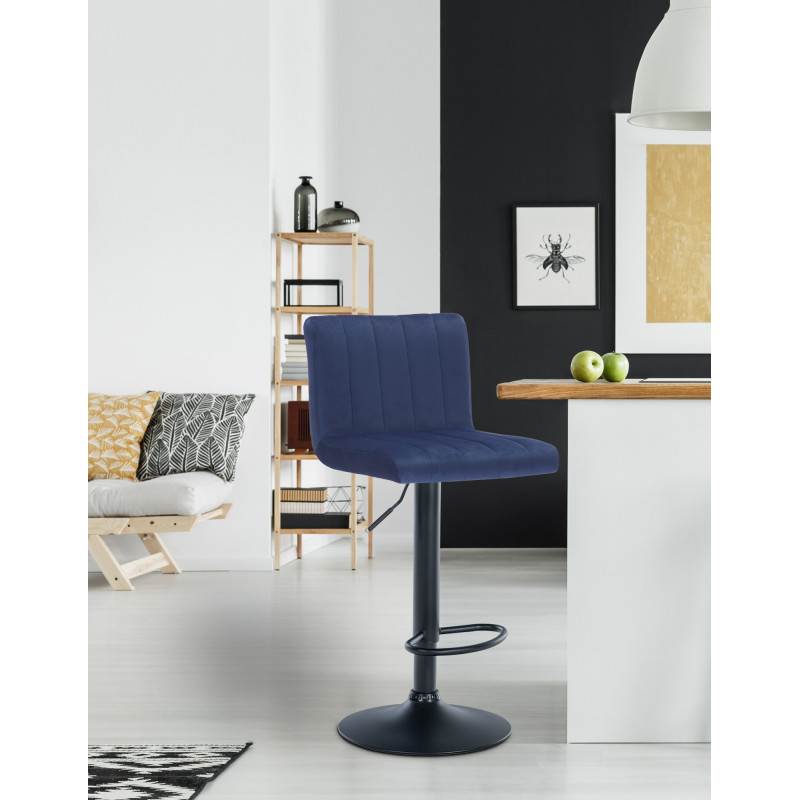 Tabouret de bar en velours Jamie bleu