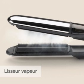 Lisseur vapeur Babyliss ST496E - Steam shine - 5 températures jusqu'a 230∞C - Fonction ionique - Plaques 39 mm céramique