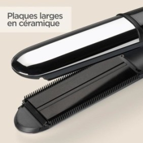 Lisseur vapeur Babyliss ST496E - Steam shine - 5 températures jusqu'a 230∞C - Fonction ionique - Plaques 39 mm céramique