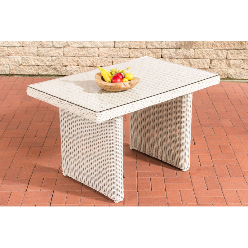 Table à manger La Gomera 120 en verre transparent blanc perle