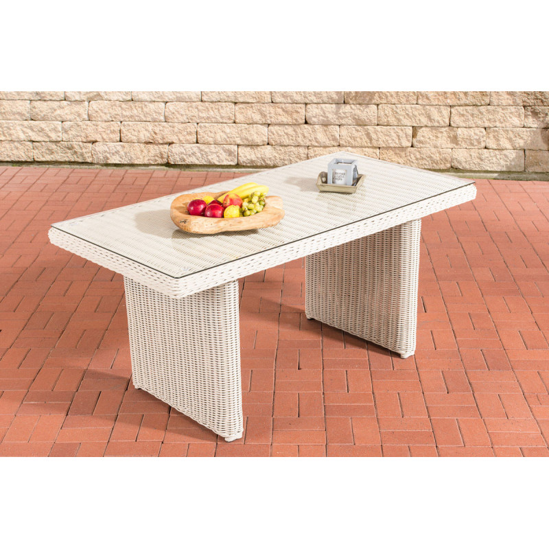 Table à manger La Gomera 160 en verre transparent blanc perle