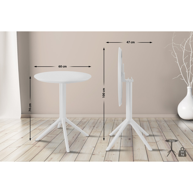 Table pliante Sky ronde blanc