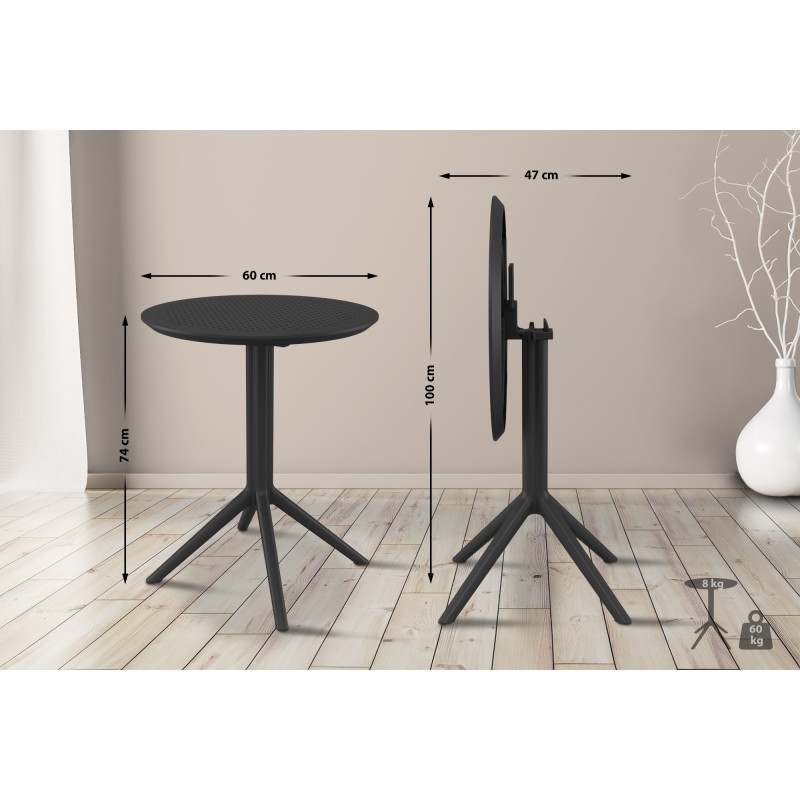 Table pliante Sky ronde noir