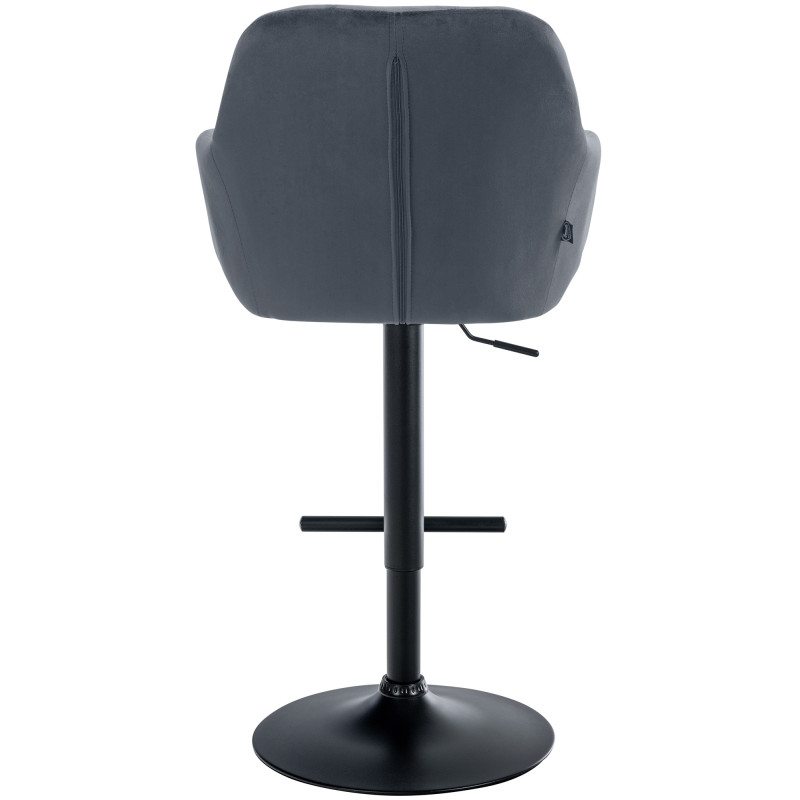 Tabouret de bar Natoma velours noir gris foncé