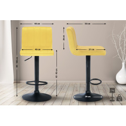 Tabouret de bar en velours Jamie jaune