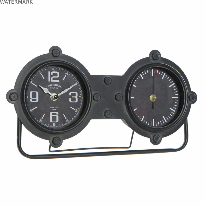 Horloge de table DKD Home Decor 38 x 7 x 20 cm Verre Noir Doré Fer Vintage Horloge de table DKD Home Decor 38 x 7 x 20 cm Verre Noir Doré Fer Vintage