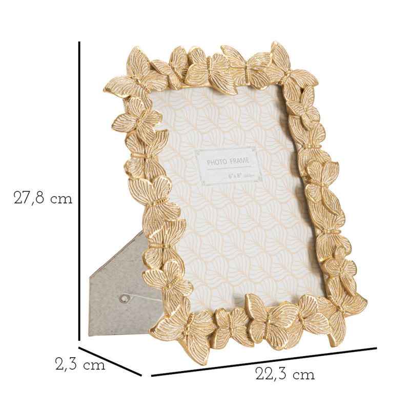 Cadre photo Farfalle gold – 22,3 × 2,3 × 27,8 cm (format intérieur : 15 × 20 cm)