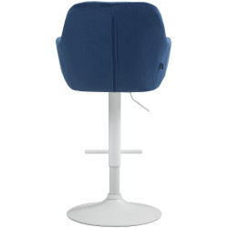 Tabouret de bar Natoma velours blanc bleu