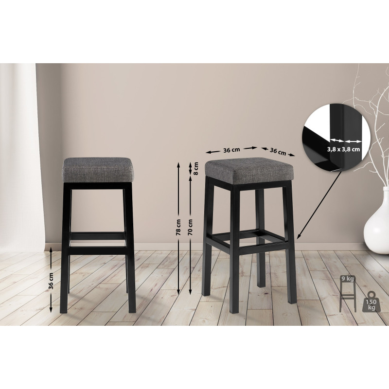 Tabouret de bar Taylor B80 en tissu gris