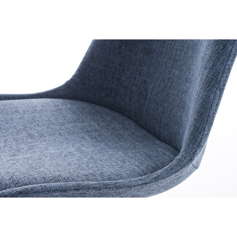 Chaise à pieds de bois, tissu carré, noir/bleu