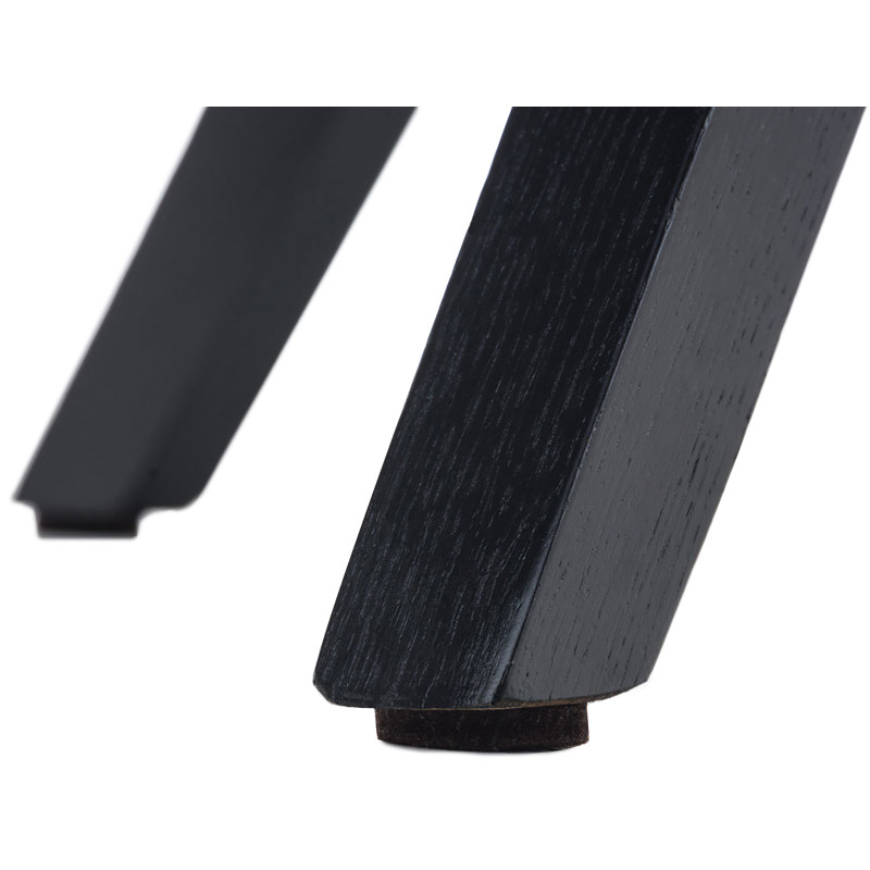 Chaise à pieds de bois, tissu carré, noir/bleu