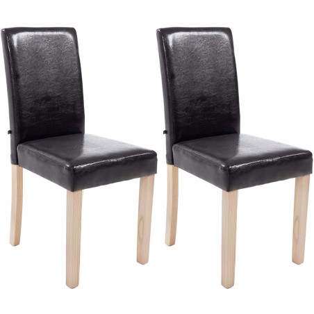 Ensemble de 2 chaises de salle à manger marron naturel