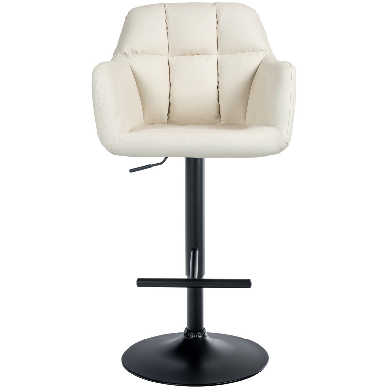 Tabouret de bar Natoma, simili cuir noir et crème