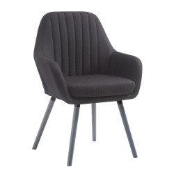 Fauteuil Florian, tissu gris/noir
